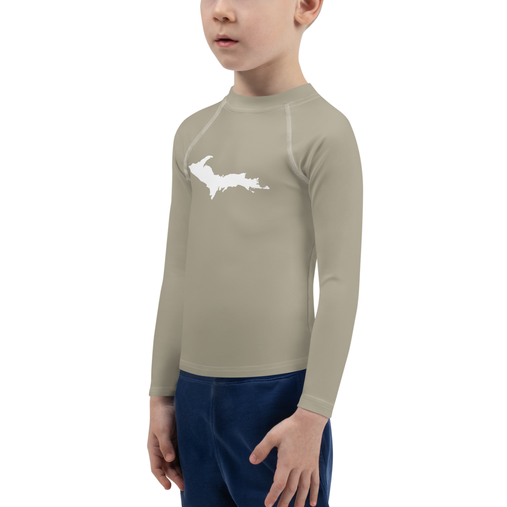 Michigan Upper Peninsula Rash Guard (w/ UP Outline) | Toddler - Petoskey Store Beige