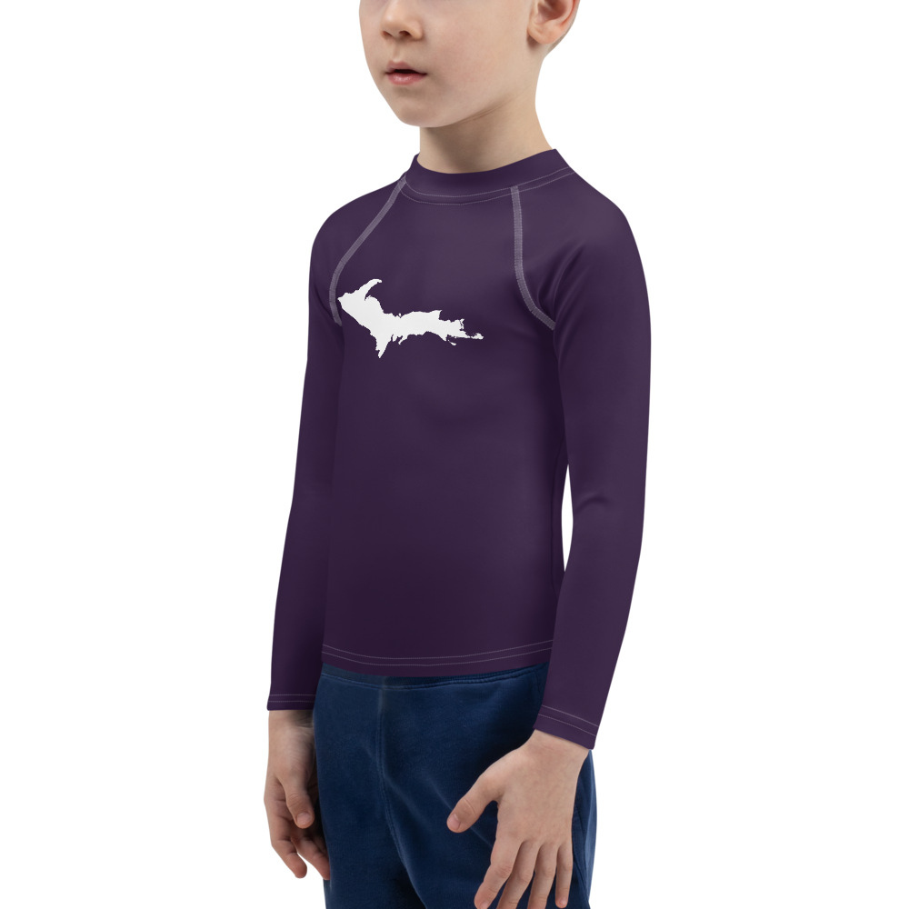 Michigan Upper Peninsula Rash Guard (w/ UP Outline) | Toddler - Blackcurrant