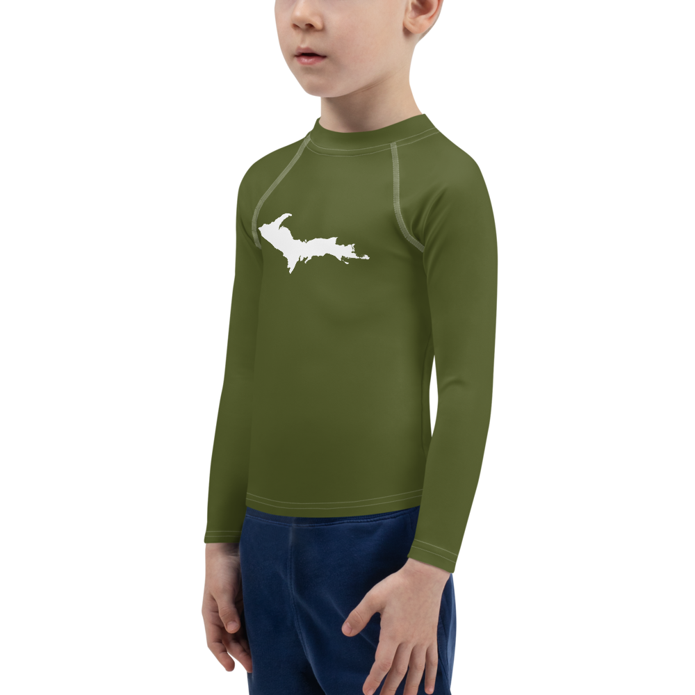 Michigan Upper Peninsula Rash Guard (w/ UP Outline) | Toddler - Army Green