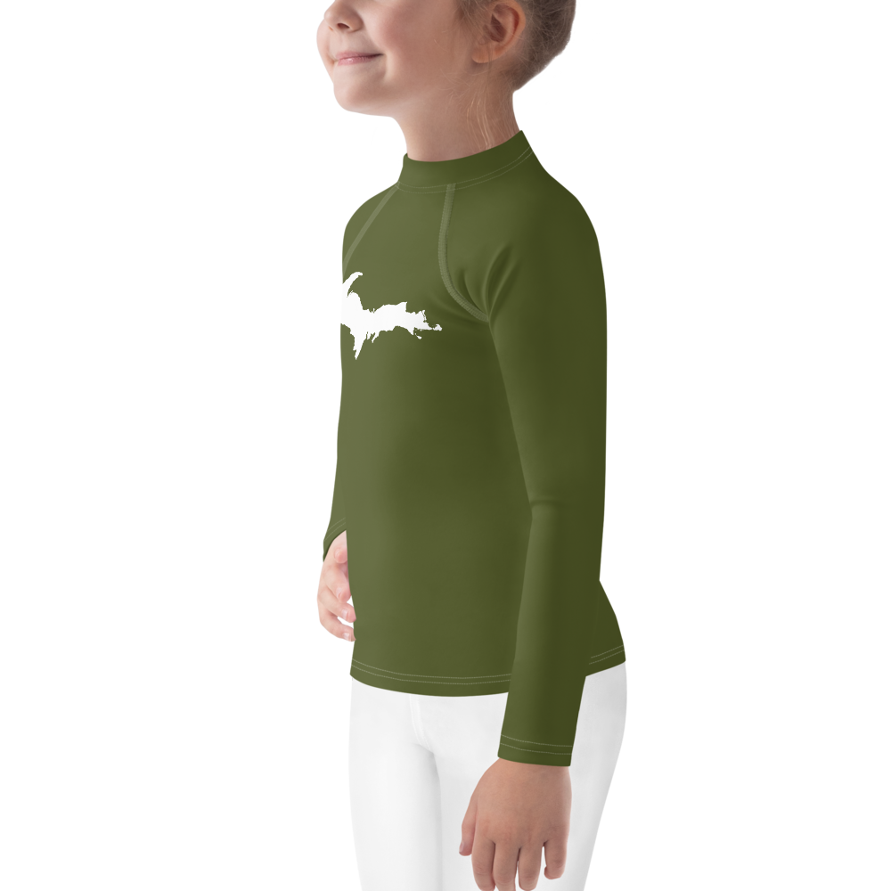 Michigan Upper Peninsula Rash Guard (w/ UP Outline) | Toddler - Army Green