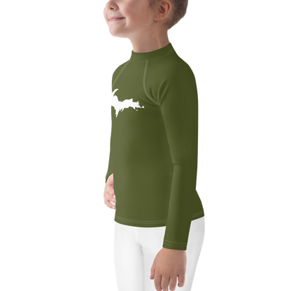 Michigan Upper Peninsula Rash Guard (w/ UP Outline) | Toddler - Army Green