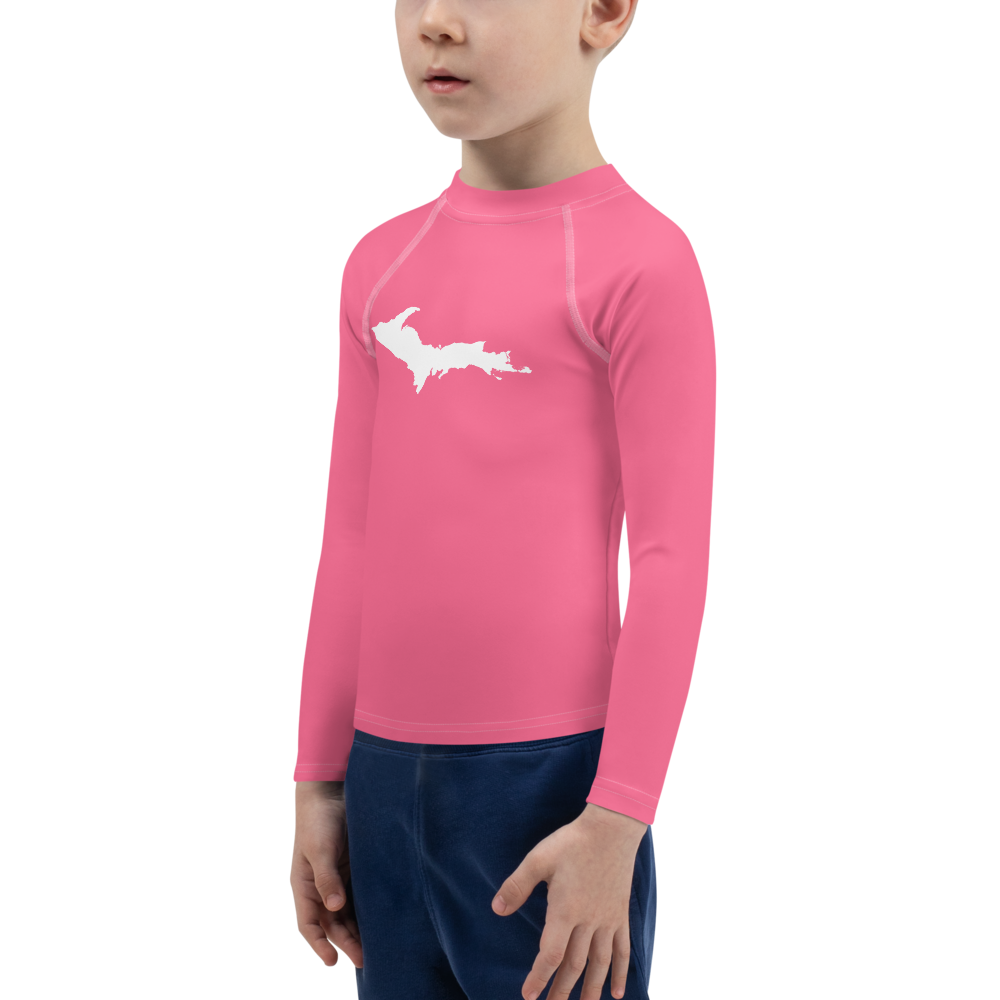 Michigan Upper Peninsula Rash Guard (w/ UP Outline) | Toddler - Rhodochrosite Pink