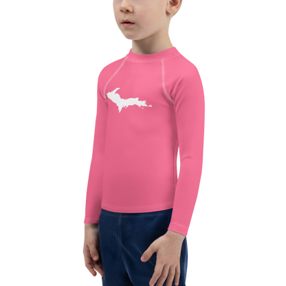 Michigan Upper Peninsula Rash Guard (w/ UP Outline) | Toddler - Rhodochrosite Pink