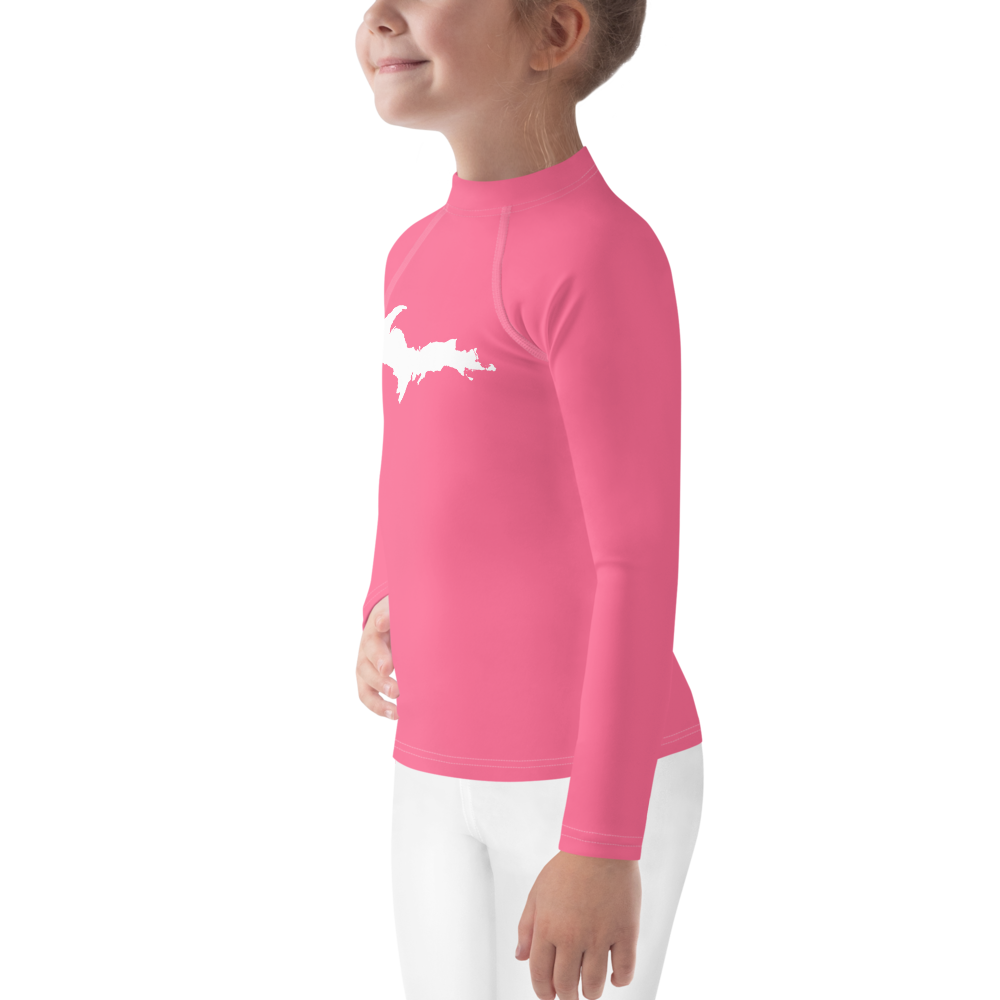 Michigan Upper Peninsula Rash Guard (w/ UP Outline) | Toddler - Rhodochrosite Pink