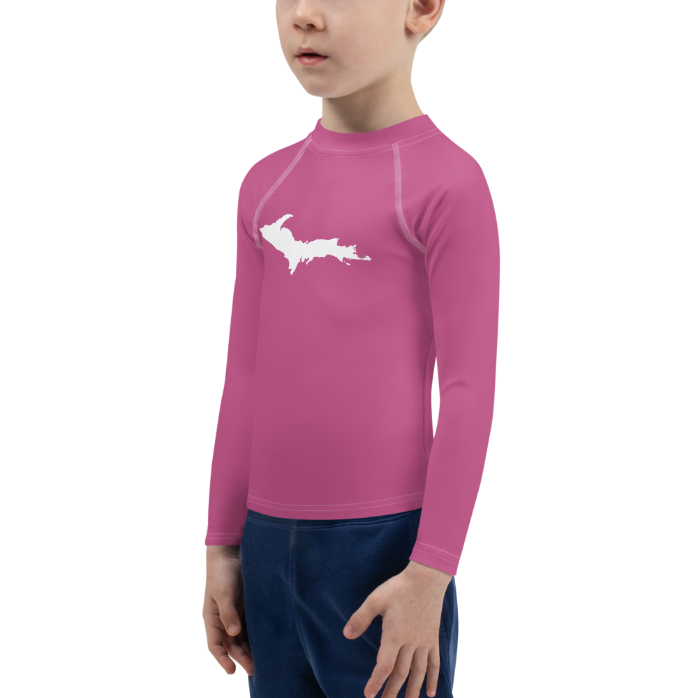 Michigan Upper Peninsula Rash Guard (w/ UP Outline) | Toddler - Apple Blossom Pink