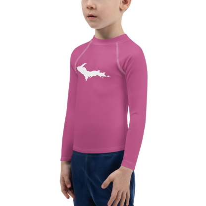 Michigan Upper Peninsula Rash Guard (w/ UP Outline) | Toddler - Apple Blossom Pink