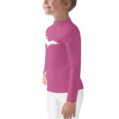 Michigan Upper Peninsula Rash Guard (w/ UP Outline) | Toddler - Apple Blossom Pink