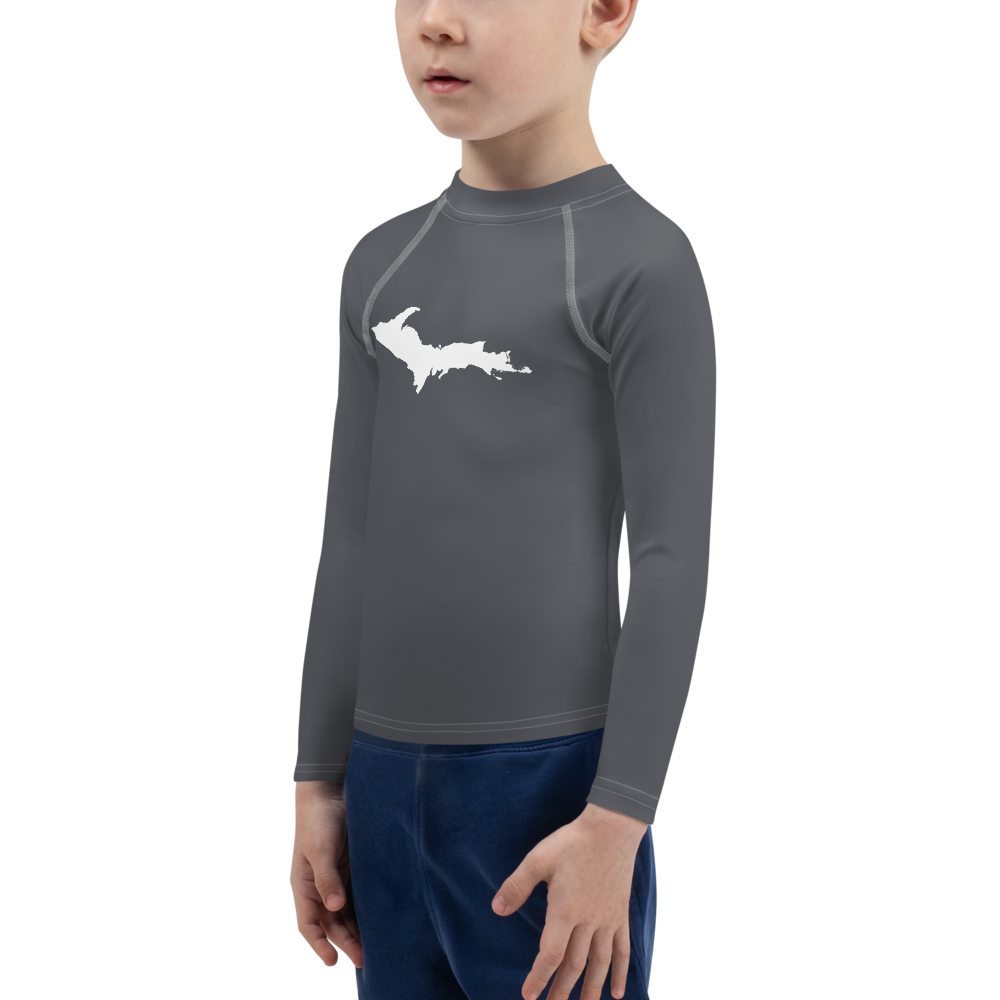 Michigan Upper Peninsula Rash Guard (w/ UP Outline) | Toddler - Iron Ore Grey