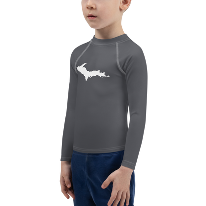 Michigan Upper Peninsula Rash Guard (w/ UP Outline) | Toddler - Iron Ore Grey