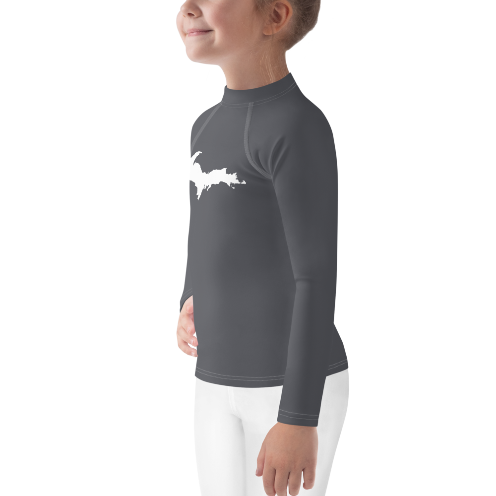 Michigan Upper Peninsula Rash Guard (w/ UP Outline) | Toddler - Iron Ore Grey