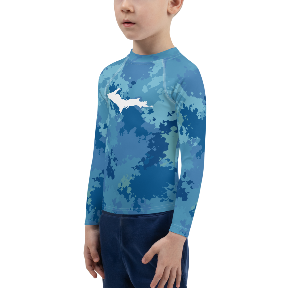 Michigan Upper Peninsula Rash Guard (w/ UP Outline) | Toddler - Great Lakes Camo