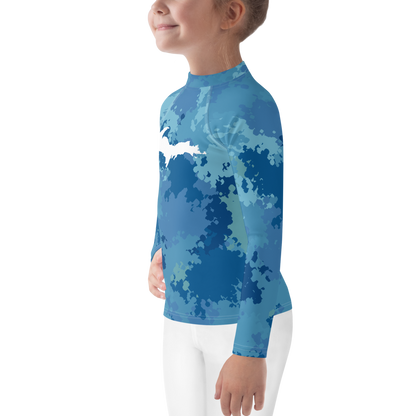 Michigan Upper Peninsula Rash Guard (w/ UP Outline) | Toddler - Great Lakes Camo