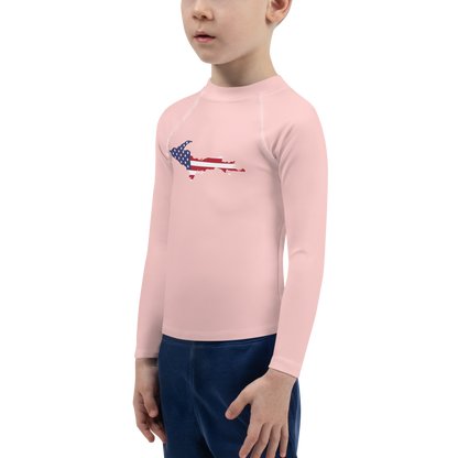 Michigan Upper Peninsula Rash Guard (w/ UP USA Flag) | Toddler - Cosmos Pink