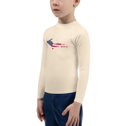 Michigan Upper Peninsula Rash Guard (w/ UP USA Flag) | Toddler - Champagne White