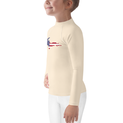 Michigan Upper Peninsula Rash Guard (w/ UP USA Flag) | Toddler - Champagne White