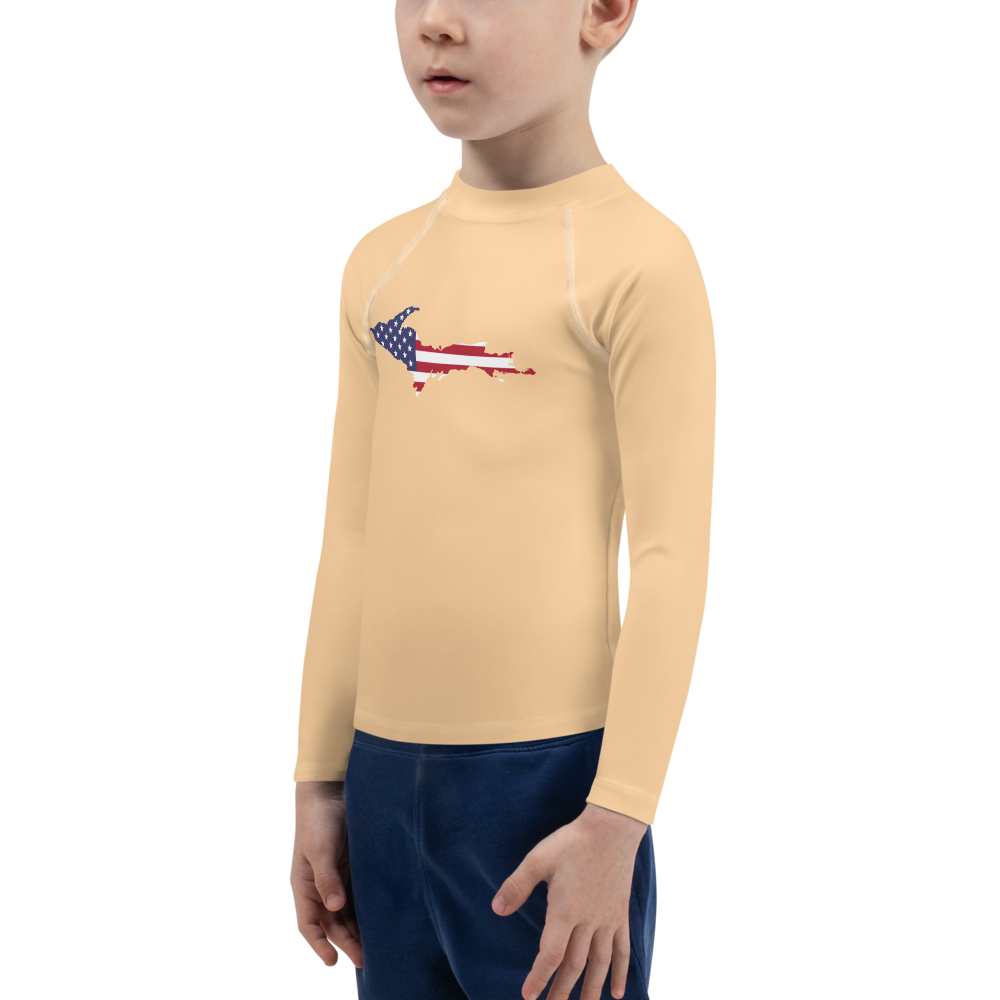 Michigan Upper Peninsula Rash Guard (w/ UP USA Flag) | Toddler - Pale Apricot