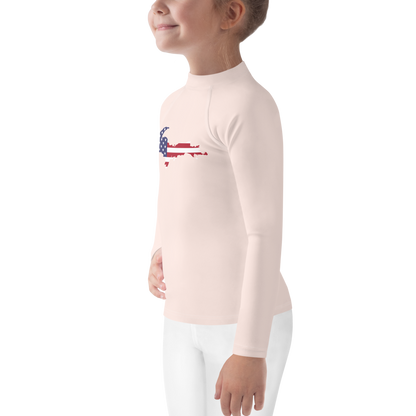 Michigan Upper Peninsula Rash Guard (w/ UP USA Flag) | Toddler - Champagne Pink