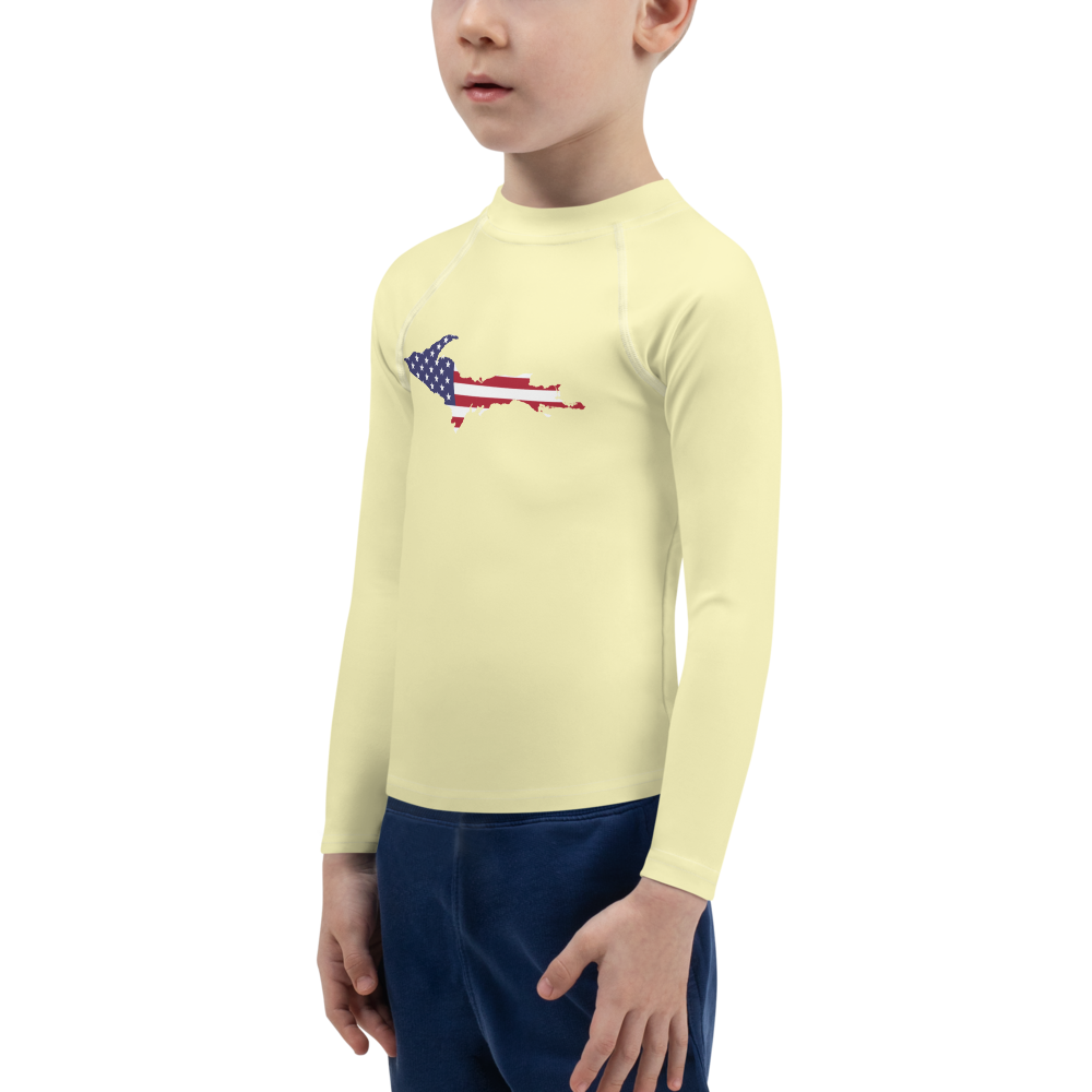 Michigan Upper Peninsula Rash Guard (w/ UP USA Flag) | Toddler - Canary Yellow