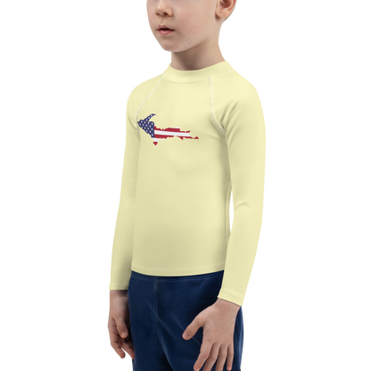 Michigan Upper Peninsula Rash Guard (w/ UP USA Flag) | Toddler - Canary Yellow