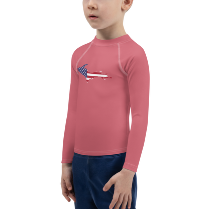 Michigan Upper Peninsula Rash Guard (w/ UP USA Flag) | Toddler - Watermelon Pink