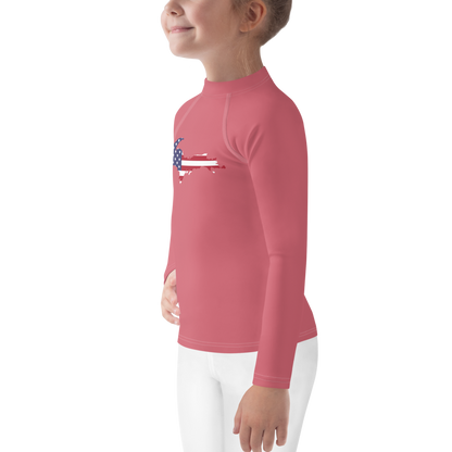 Michigan Upper Peninsula Rash Guard (w/ UP USA Flag) | Toddler - Watermelon Pink