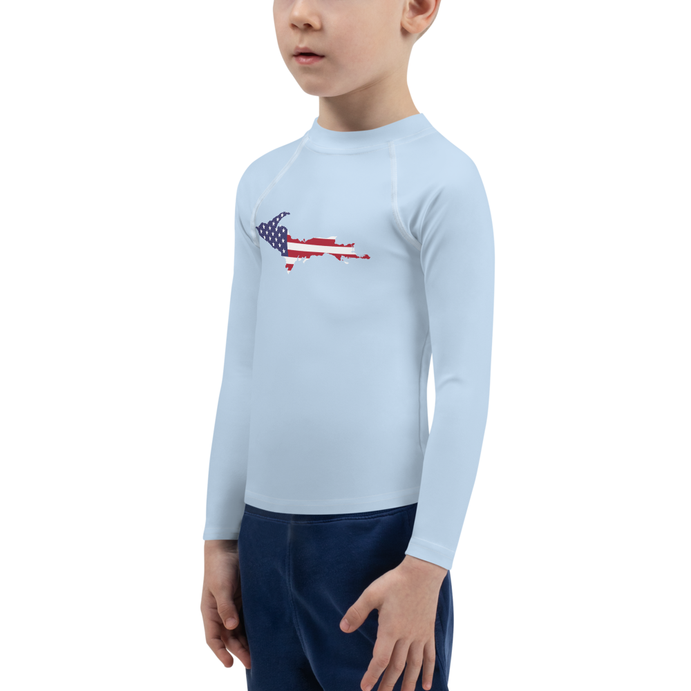 Michigan Upper Peninsula Rash Guard (w/ UP USA Flag) | Toddler - Light Blue