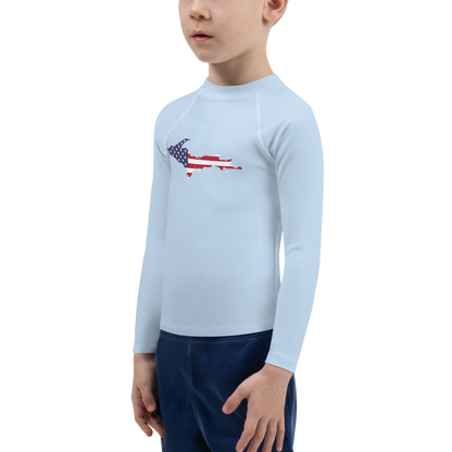 Michigan Upper Peninsula Rash Guard (w/ UP USA Flag) | Toddler - Light Blue