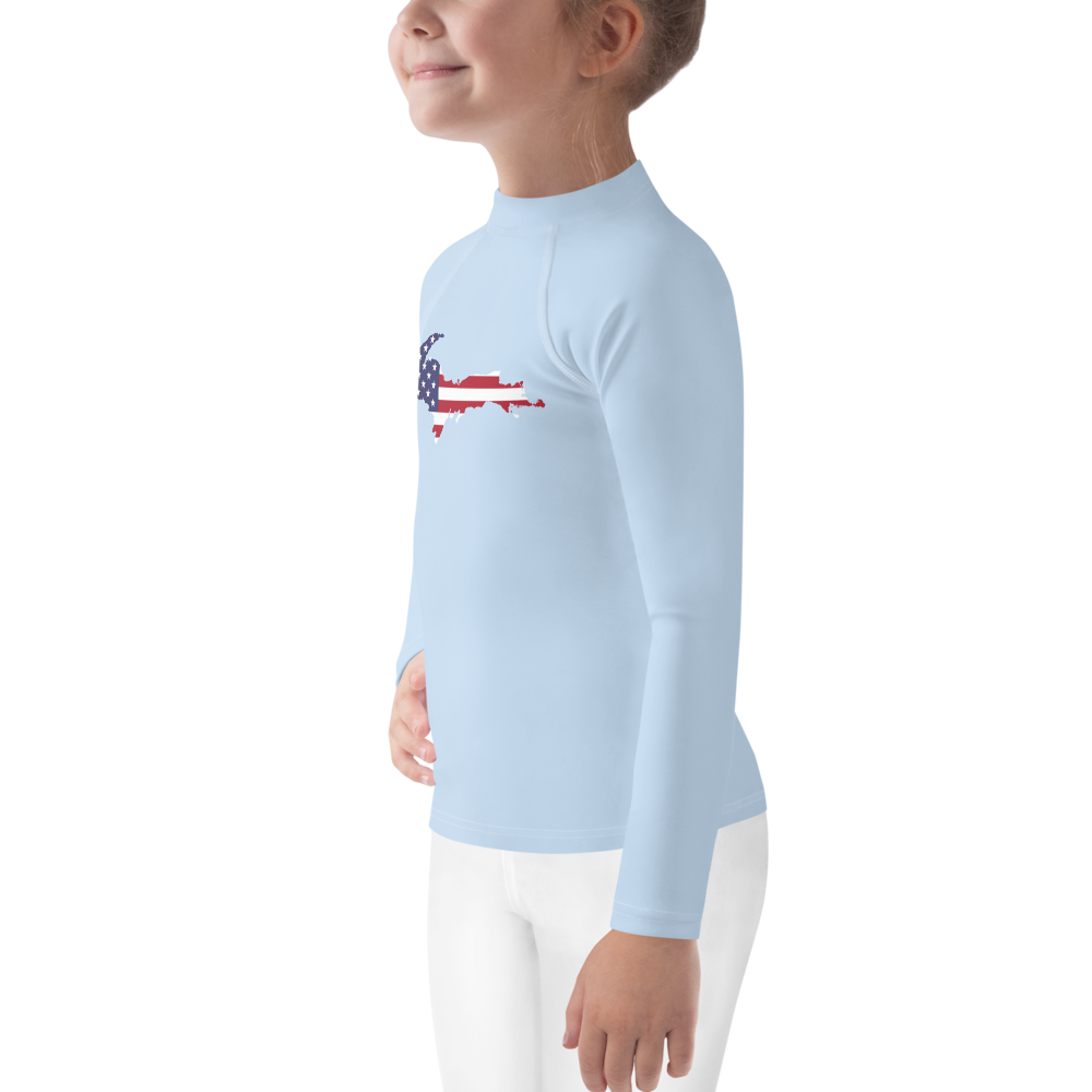 Michigan Upper Peninsula Rash Guard (w/ UP USA Flag) | Toddler - Light Blue