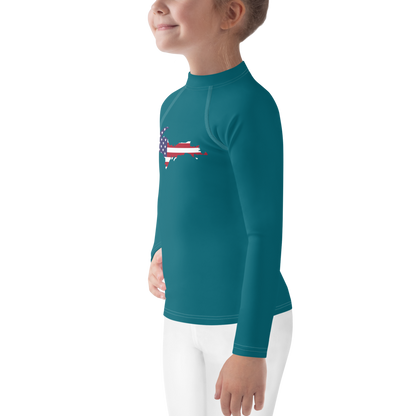 Michigan Upper Peninsula Rash Guard (w/ UP USA Flag) | Toddler - Auburn HIlls Teal