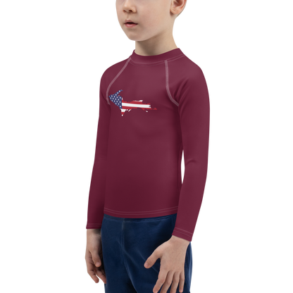 Michigan Upper Peninsula Rash Guard (w/ UP USA Flag) | Toddler - Old Mission Burgundy