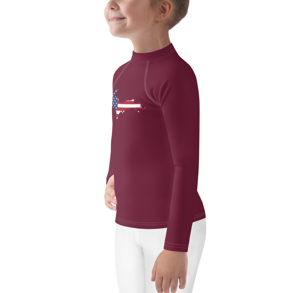 Michigan Upper Peninsula Rash Guard (w/ UP USA Flag) | Toddler - Old Mission Burgundy