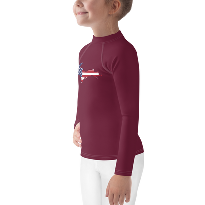 Michigan Upper Peninsula Rash Guard (w/ UP USA Flag) | Toddler - Old Mission Burgundy