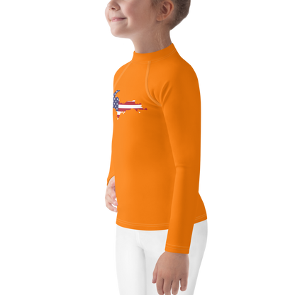 Michigan Upper Peninsula Rash Guard (w/ UP USA Flag) | Toddler - Safety Orange