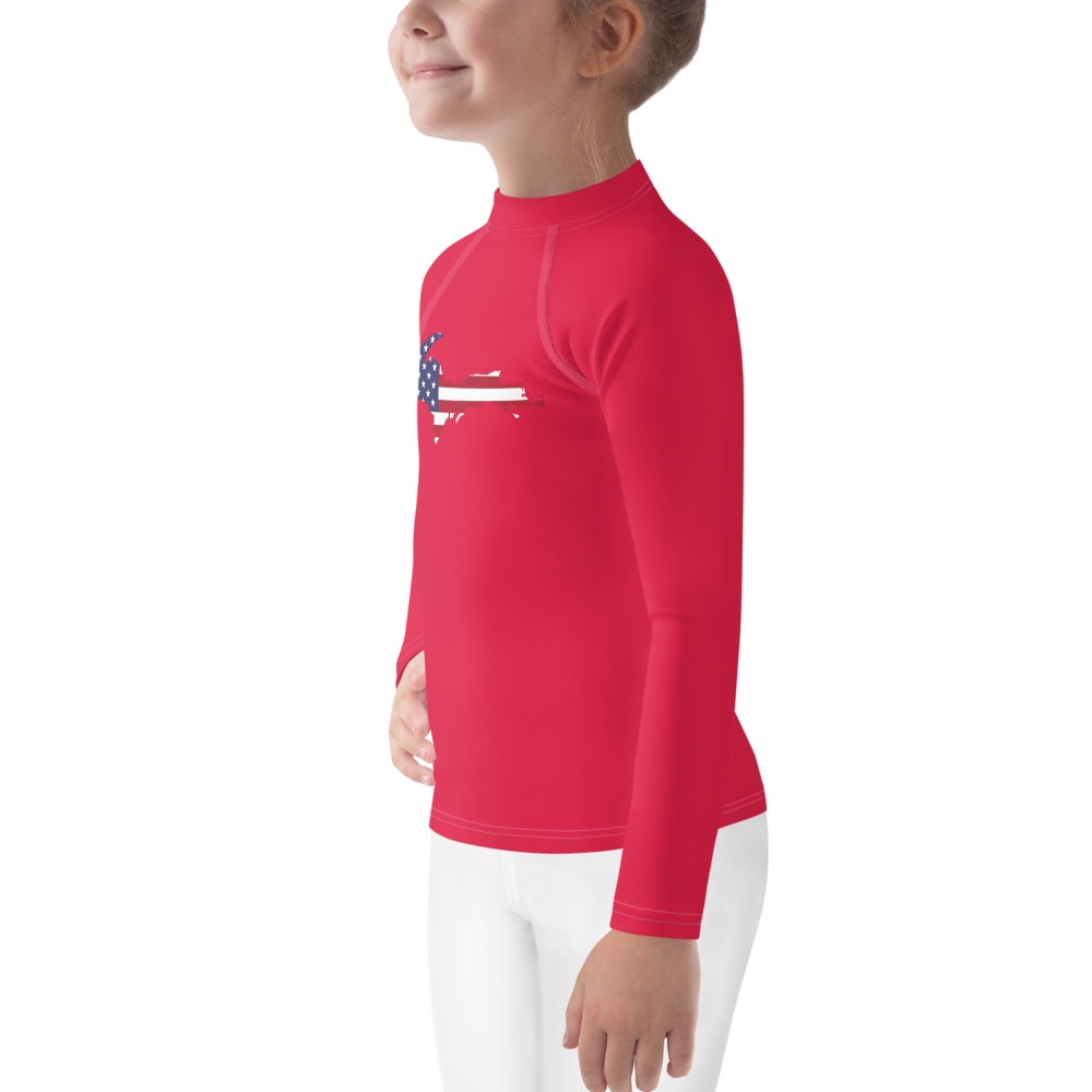 Michigan Upper Peninsula Rash Guard (w/ UP USA Flag) | Toddler - Lighthouse Red