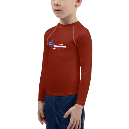 Michigan Upper Peninsula Rash Guard (w/ UP USA Flag) | Toddler - Cherryland Red