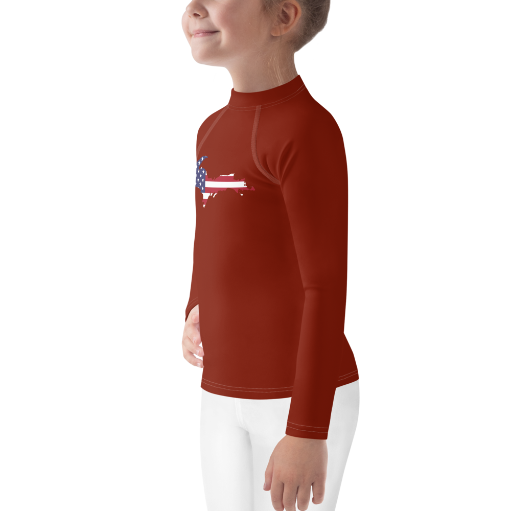 Michigan Upper Peninsula Rash Guard (w/ UP USA Flag) | Toddler - Cherryland Red