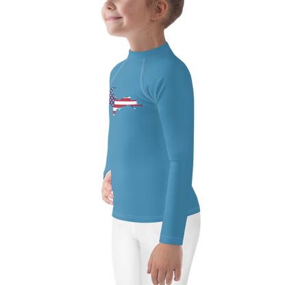 Michigan Upper Peninsula Rash Guard (w/ UP USA Flag) | Toddler - Lake Michigan Blue