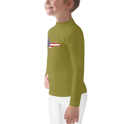 Michigan Upper Peninsula Rash Guard (w/ UP USA Flag) | Toddler - Scrub Gold