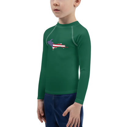 Michigan Upper Peninsula Rash Guard (w/ UP USA Flag) | Toddler - Superior Green