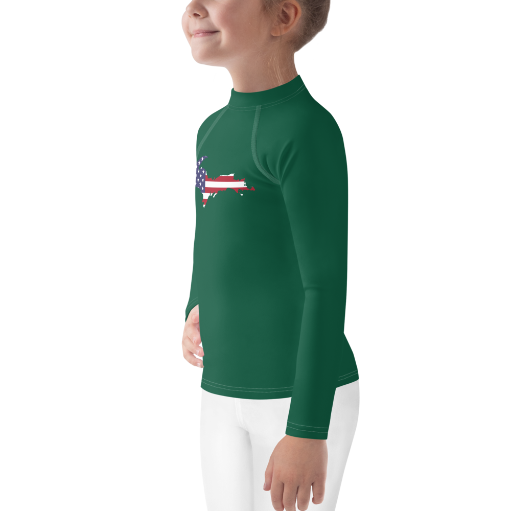 Michigan Upper Peninsula Rash Guard (w/ UP USA Flag) | Toddler - Superior Green