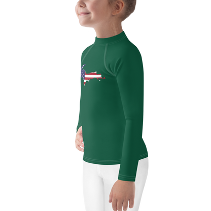 Michigan Upper Peninsula Rash Guard (w/ UP USA Flag) | Toddler - Superior Green