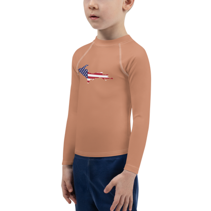 Michigan Upper Peninsula Rash Guard (w/ UP USA Flag) | Toddler - Copper Color