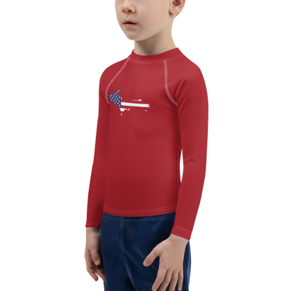 Michigan Upper Peninsula Rash Guard (w/ UP USA Flag) | Toddler - Thimbleberry Red