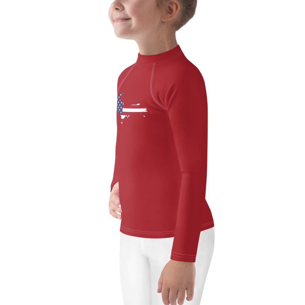 Michigan Upper Peninsula Rash Guard (w/ UP USA Flag) | Toddler - Thimbleberry Red