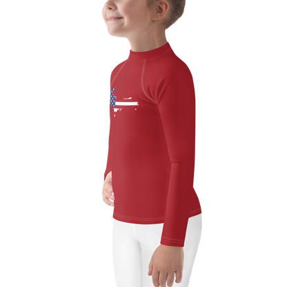 Michigan Upper Peninsula Rash Guard (w/ UP USA Flag) | Toddler - Thimbleberry Red