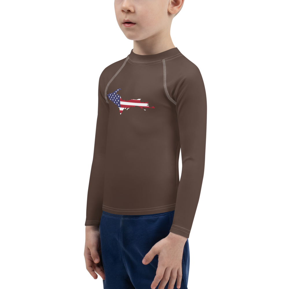 Michigan Upper Peninsula Rash Guard (w/ UP USA Flag) | Toddler - Hickory Color