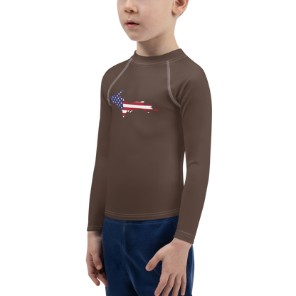 Michigan Upper Peninsula Rash Guard (w/ UP USA Flag) | Toddler - Hickory Color