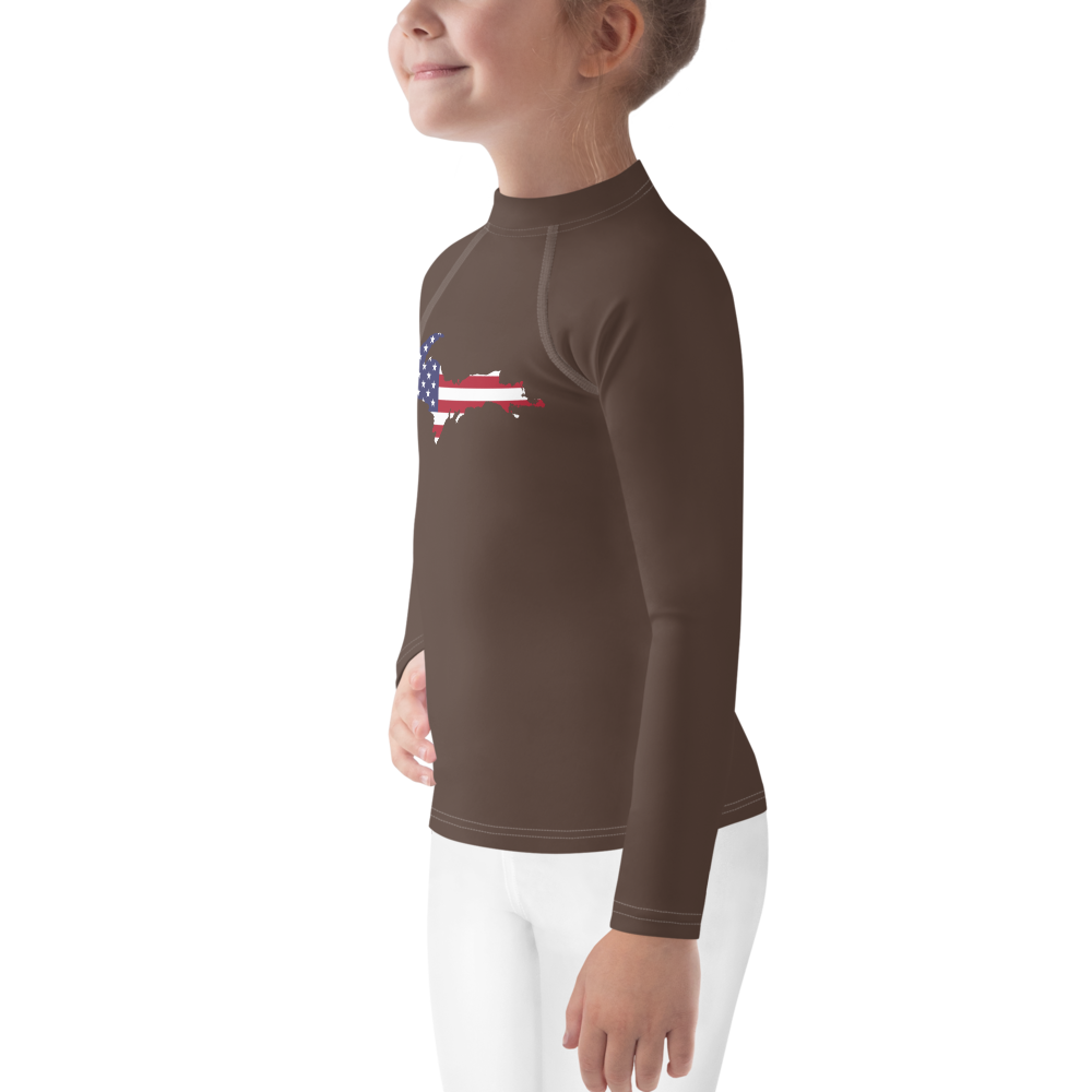 Michigan Upper Peninsula Rash Guard (w/ UP USA Flag) | Toddler - Hickory Color