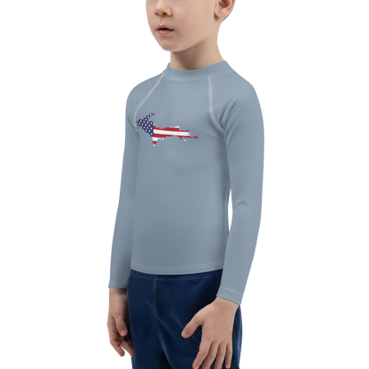 Michigan Upper Peninsula Rash Guard (w/ UP USA Flag) | Toddler - B-24 Grey