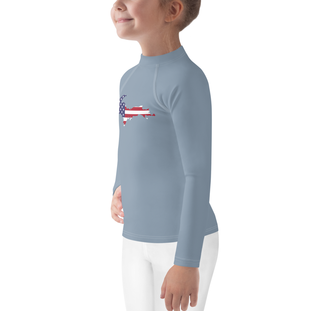 Michigan Upper Peninsula Rash Guard (w/ UP USA Flag) | Toddler - B-24 Grey